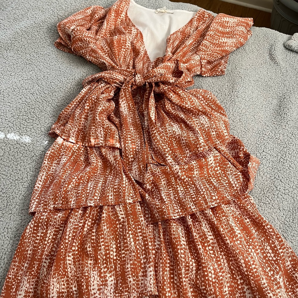 Women’s orange ruffle dress